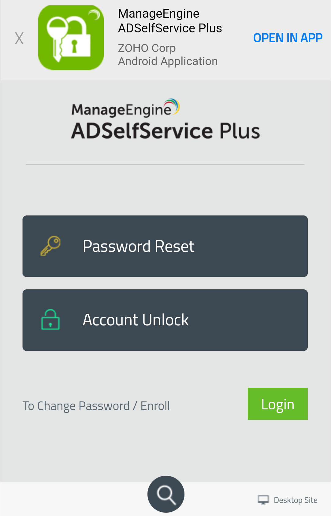 ADSelfService Plus Mobile WebApp